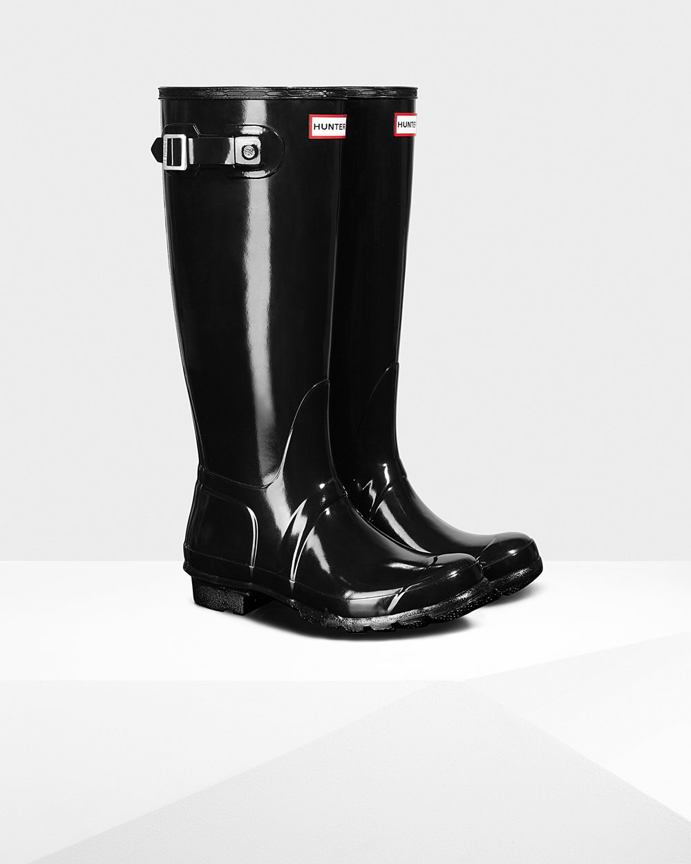 Womens Tall Rain Boots - Hunter Original Gloss (37KSPFRVA) - Black